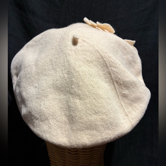 Betmar Beret, Cream/Ivory, Wool w/Floral Fabric Accents - Picture 3 of 7